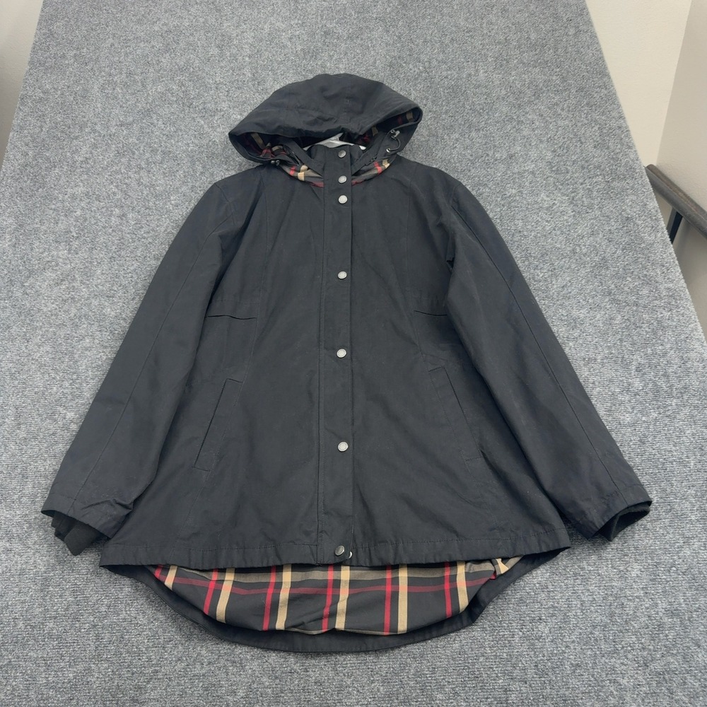 Pendleton Jacket Womens XL Black Polyester Cotton Plaid Lined Hooded Utility